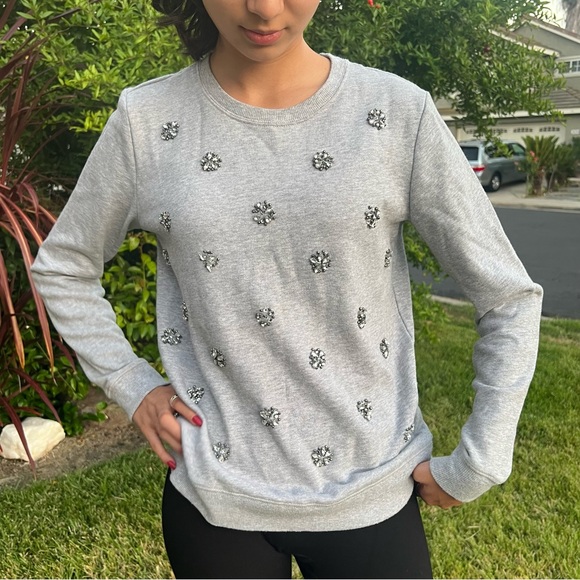 NEW Michael Kors Gray Embellished Sweater size S - Picture 1 of 11
